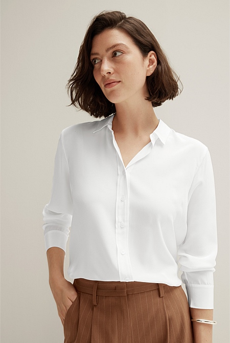 White Classic Silk Shirt WOMEN Best Sellers Trenery