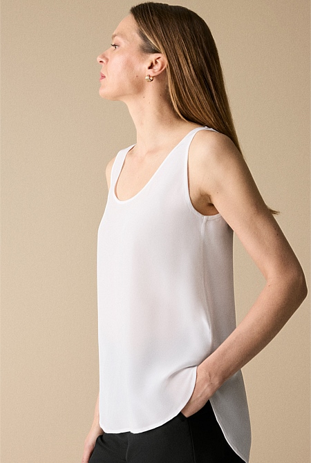 White Classic Silk Tank - WOMEN Shirts